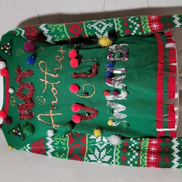 No Boundaries Ugly Christmas Sweater Holiday Pullover Crew Neck Sequins L 11 13 - Picture 7 of 16